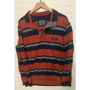 L.L. Bean Men’s long sleeve Polo Shirt Rugby Stripes Heavy Duty Large
